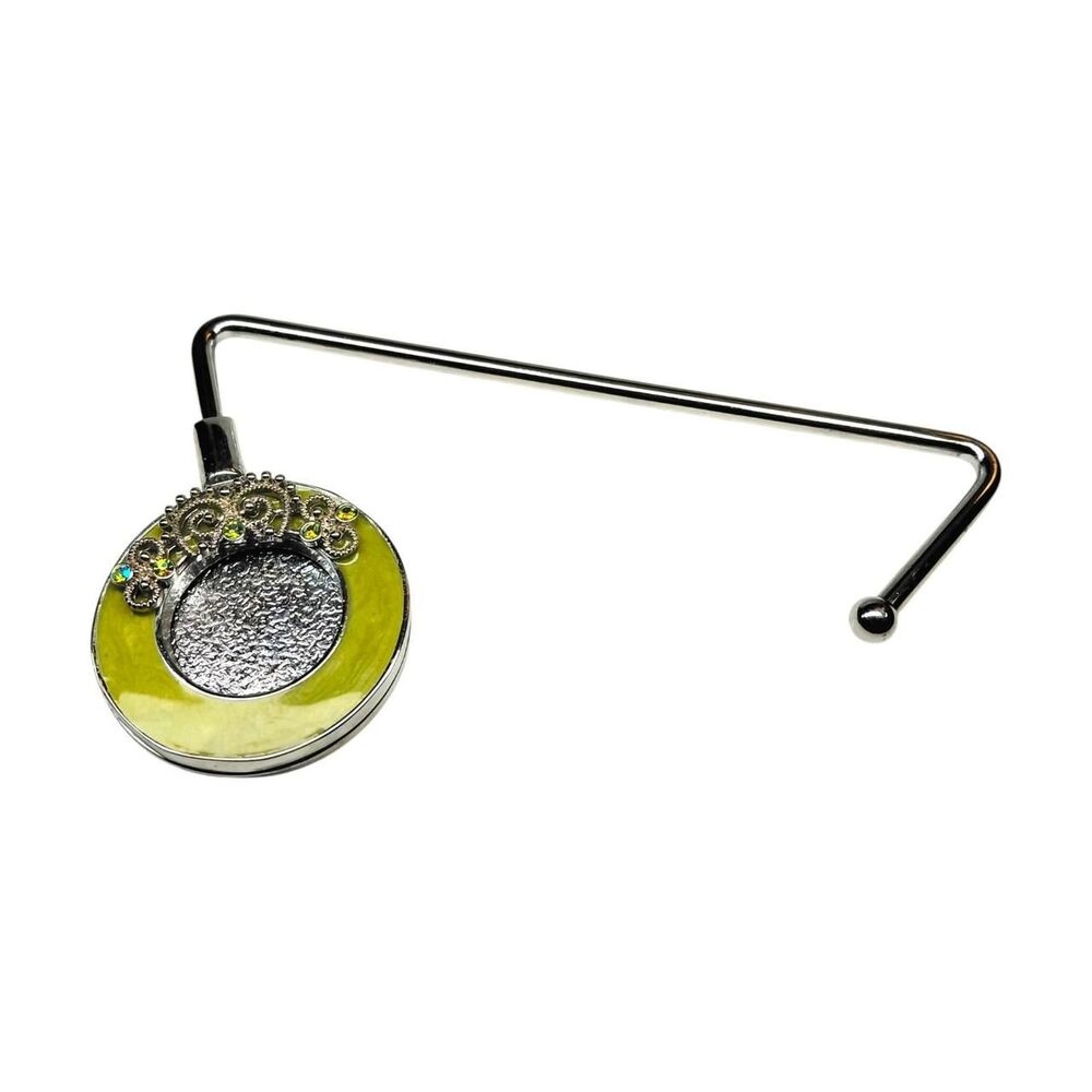 Green Rhinestone Purse Hook with Locket Folding Handbag Table Holder